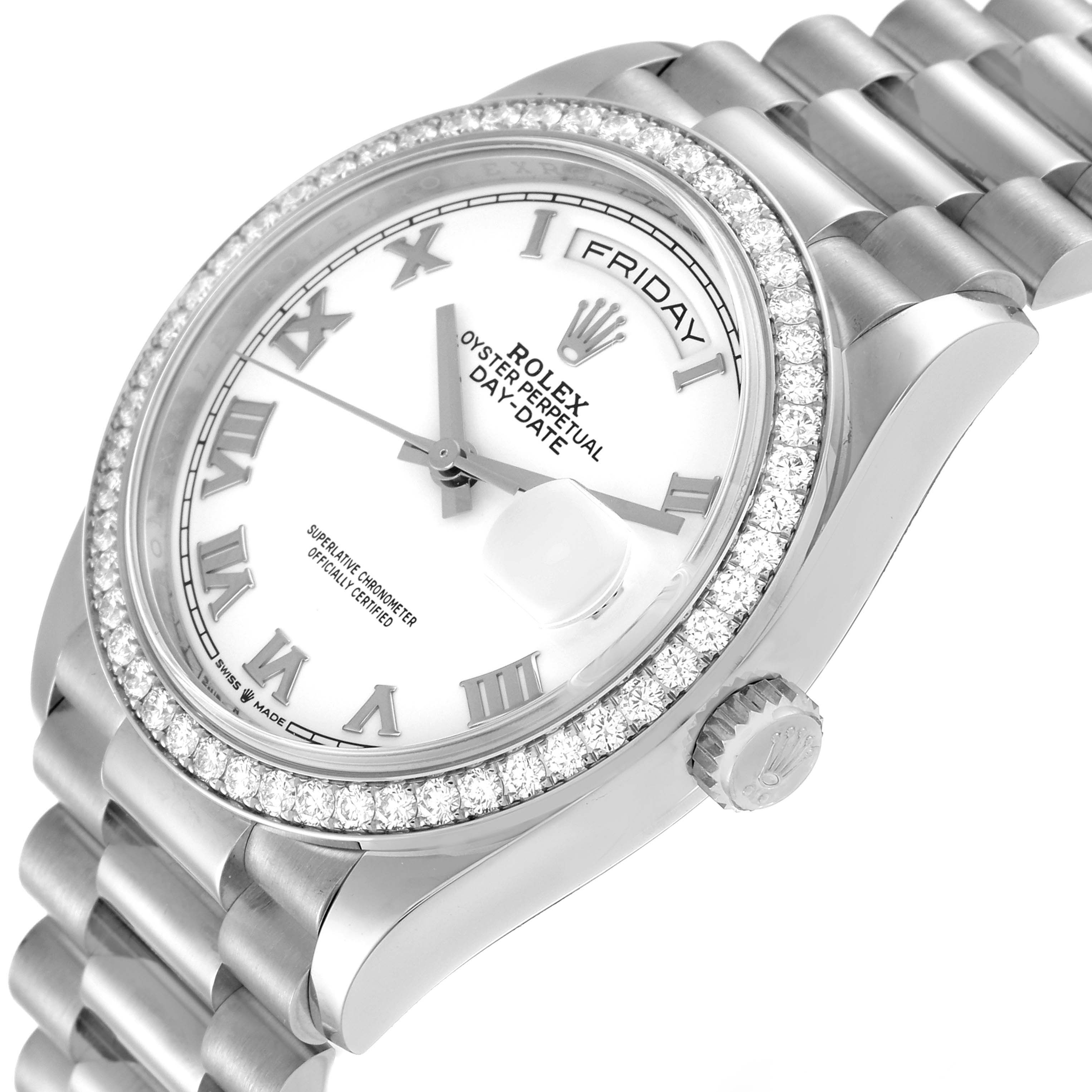 90 ホワイト➕パニエ Rolex 128239-0021 : Day-Date 36 White Gold / Fluted / Opal