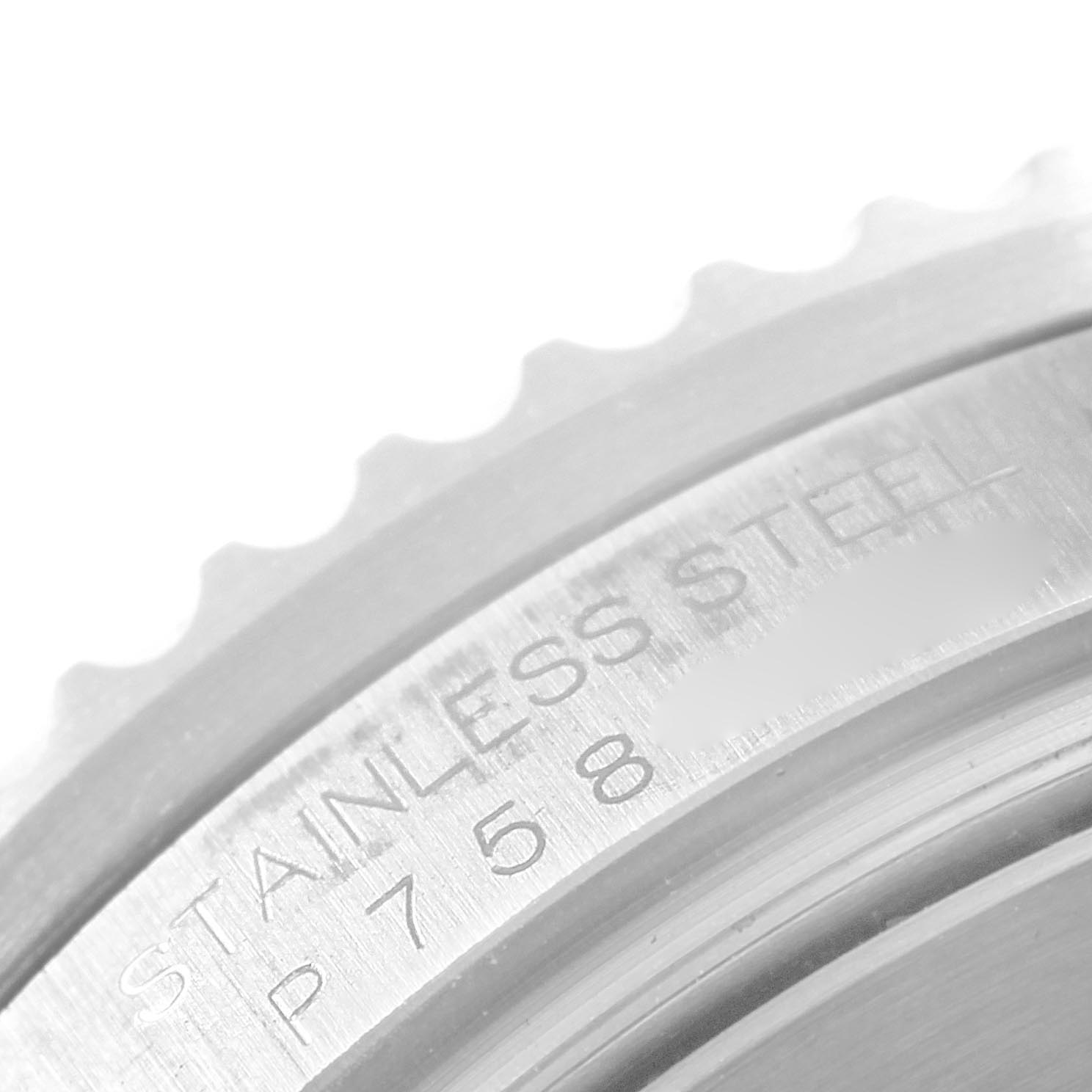 The image shows a close-up of the stainless steel bezel edge and engravings on a Rolex Sea-Dweller 16600 Men
s Stainless Steel Black Dial 16600 Men
s Stainless Steel Black Dial watch.