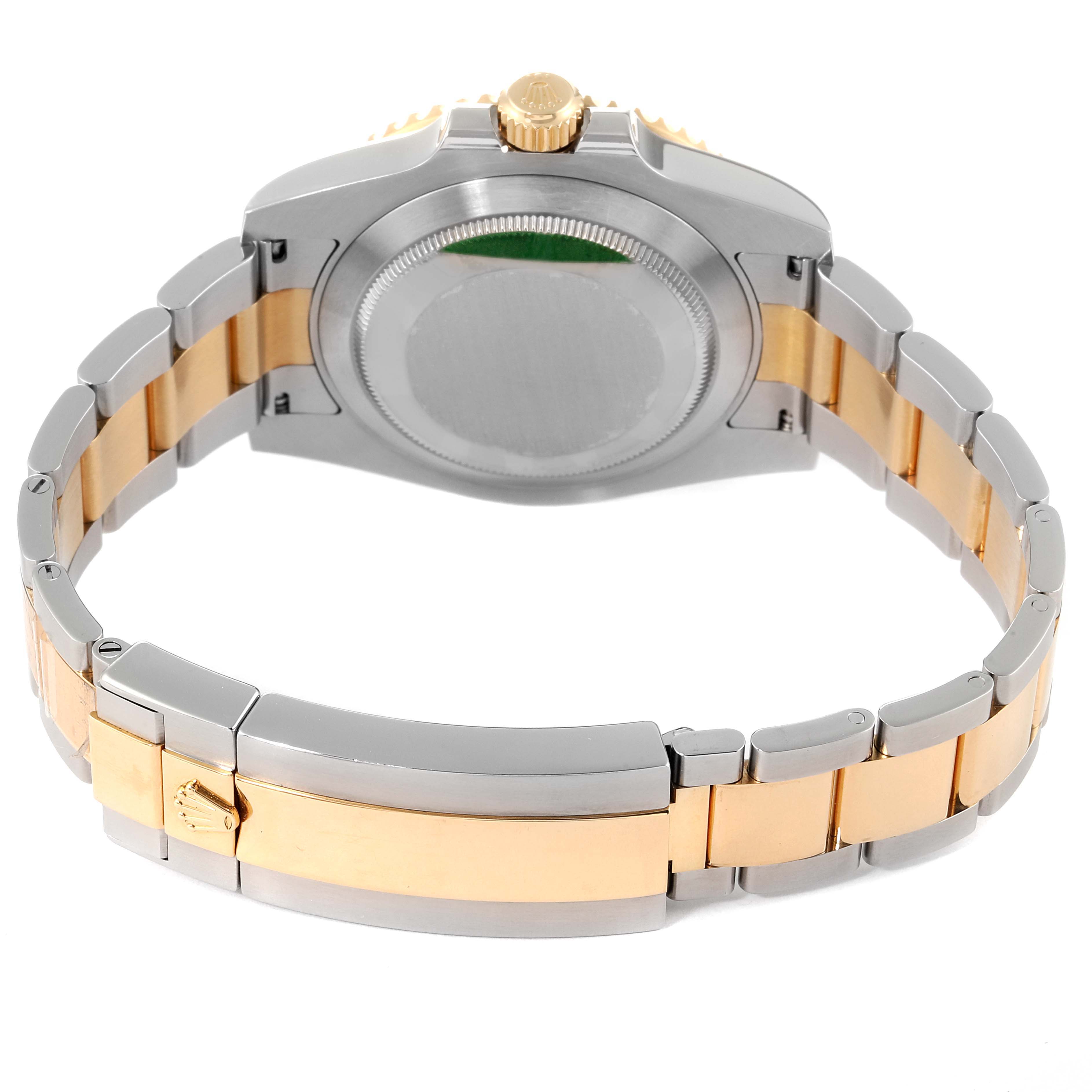 This image shows the back and bracelet of a Rolex Submariner 116613 Men
s Steel and Gold (two tone) Blue Dial 116613 Men
s Steel and Gold (two tone) Blue Dial watch, highlighting the two-tone metal design.