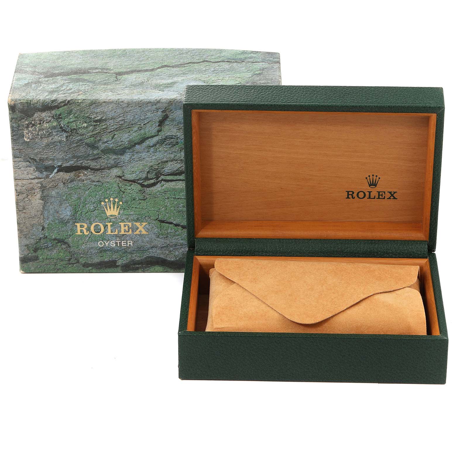 The image shows the packaging of a Rolex Yacht-Master 68623 Men
s Steel and Gold (two tone) Blue Dial 68623 Men
s Steel and Gold (two tone) Blue Dial, including the outer box and inner case.