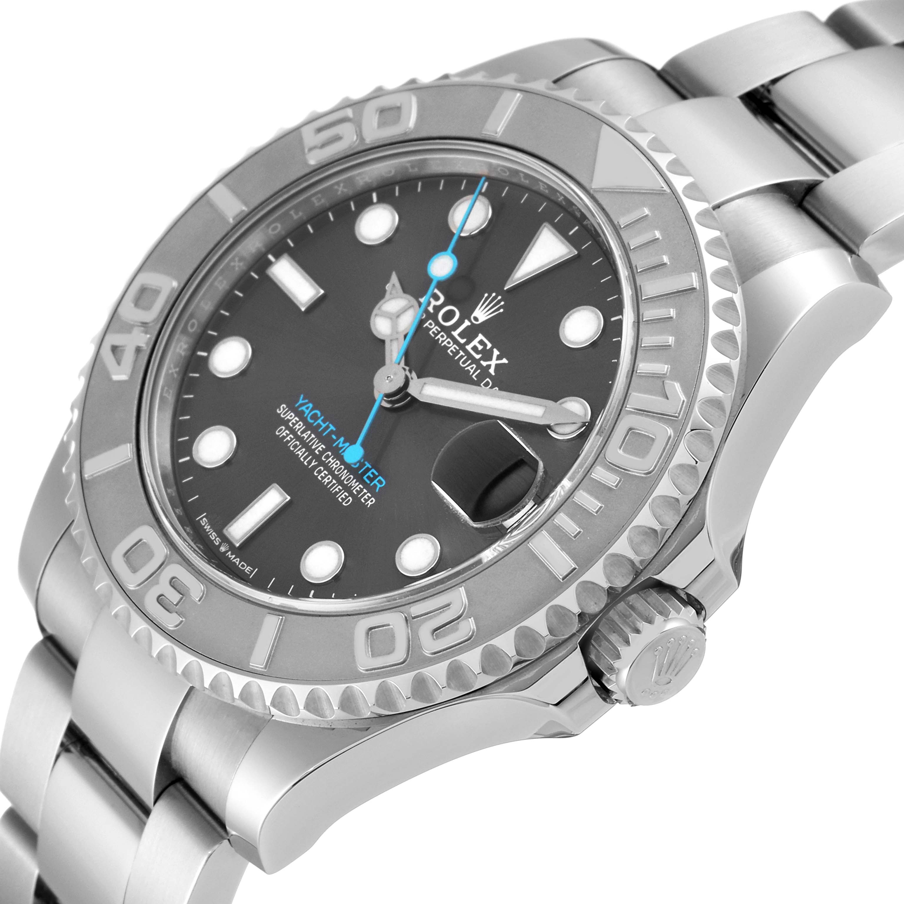 The image shows a Rolex Yacht-Master 268622 Men's Stainless Steel Grey Dial 268622 Men's Stainless Steel Grey Dial watch at a slight angle, highlighting the dial, bezel, and crown.