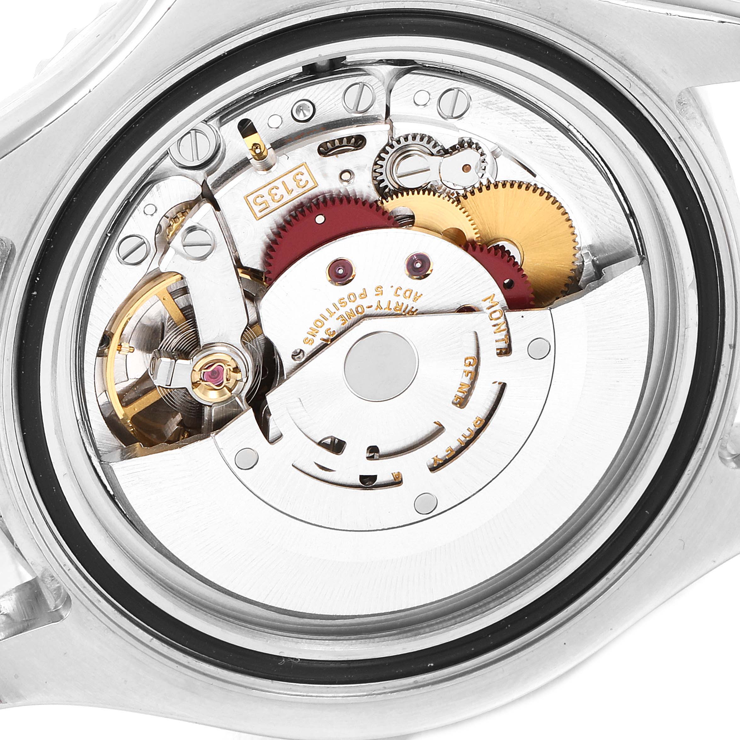 The image shows the internal mechanical movement of the Rolex Yacht-Master 16622 Men's Stainless Steel Silver Dial 16622 Men's Stainless Steel Silver Dial watch from a back angle.