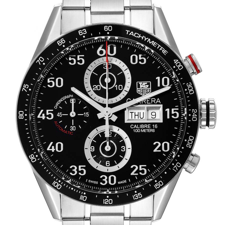 Tag Heuer Carrera Day Date Chronograph Steel Mens Watch CV2A10 SwissWatchExpo