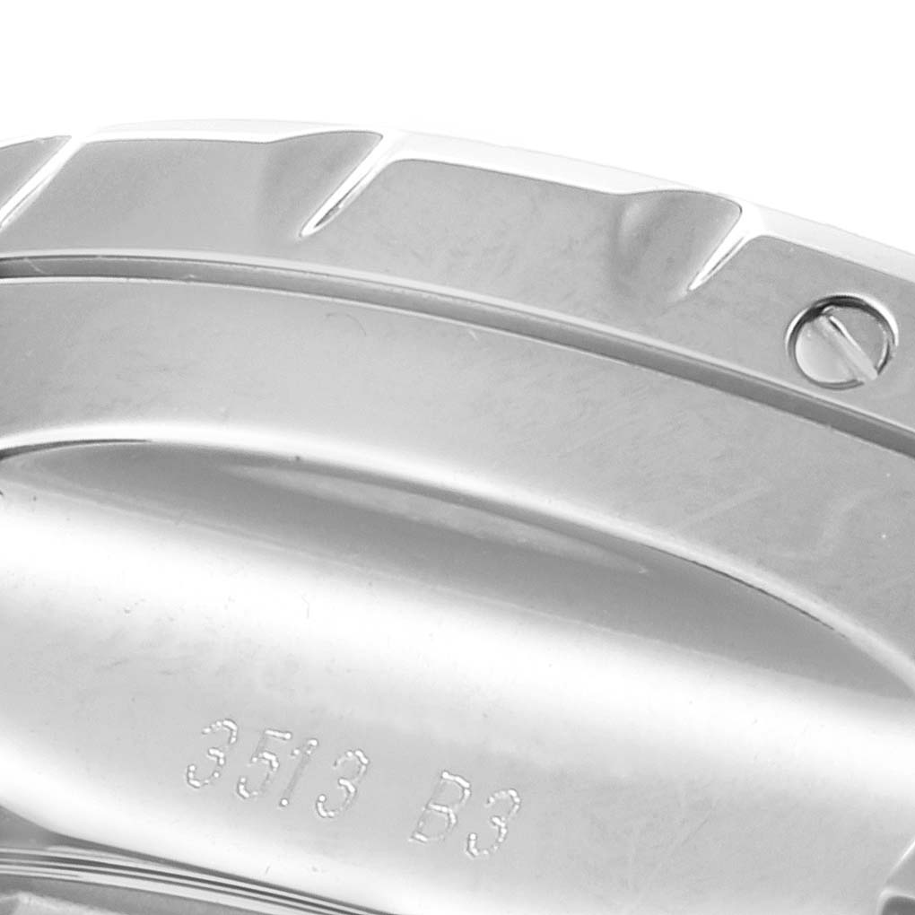 This image shows a close-up of the case back of a Breitling Bentley A13362 Men's Stainless Steel Black Dial A13362 Men's Stainless Steel Black Dial watch, focusing on the engraved model number "3513 B3".