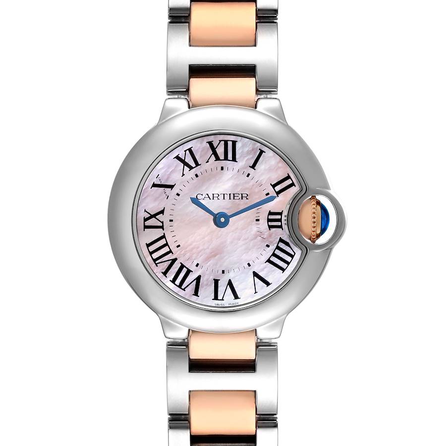 Cartier Ballon Bleu Steel Rose Gold Mother of Pearl Dial Ladies Watch W6920034 Box Papers SwissWatchExpo