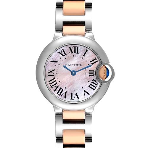Photo of Cartier Ballon Bleu Steel Rose Gold Mother of Pearl Dial Ladies Watch W6920034 Box Papers