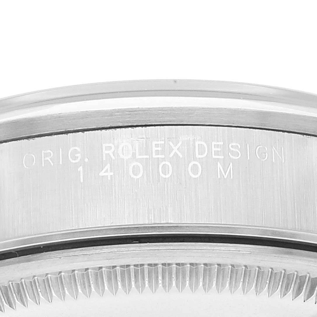 This image shows a close-up of the side of the Rolex Air-King 14000 Men's Stainless Steel Silver Dial 14000 Men's Stainless Steel Silver Dial watch case, highlighting the engraved model number "14000M."