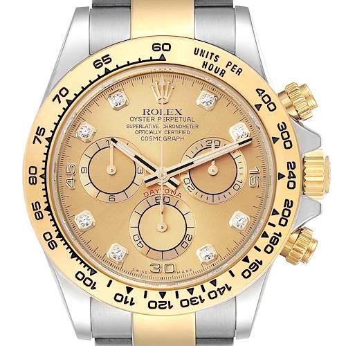 Photo of Rolex Cosmograph Daytona Steel Yellow Gold Diamond Dial Watch 116503 Box Card