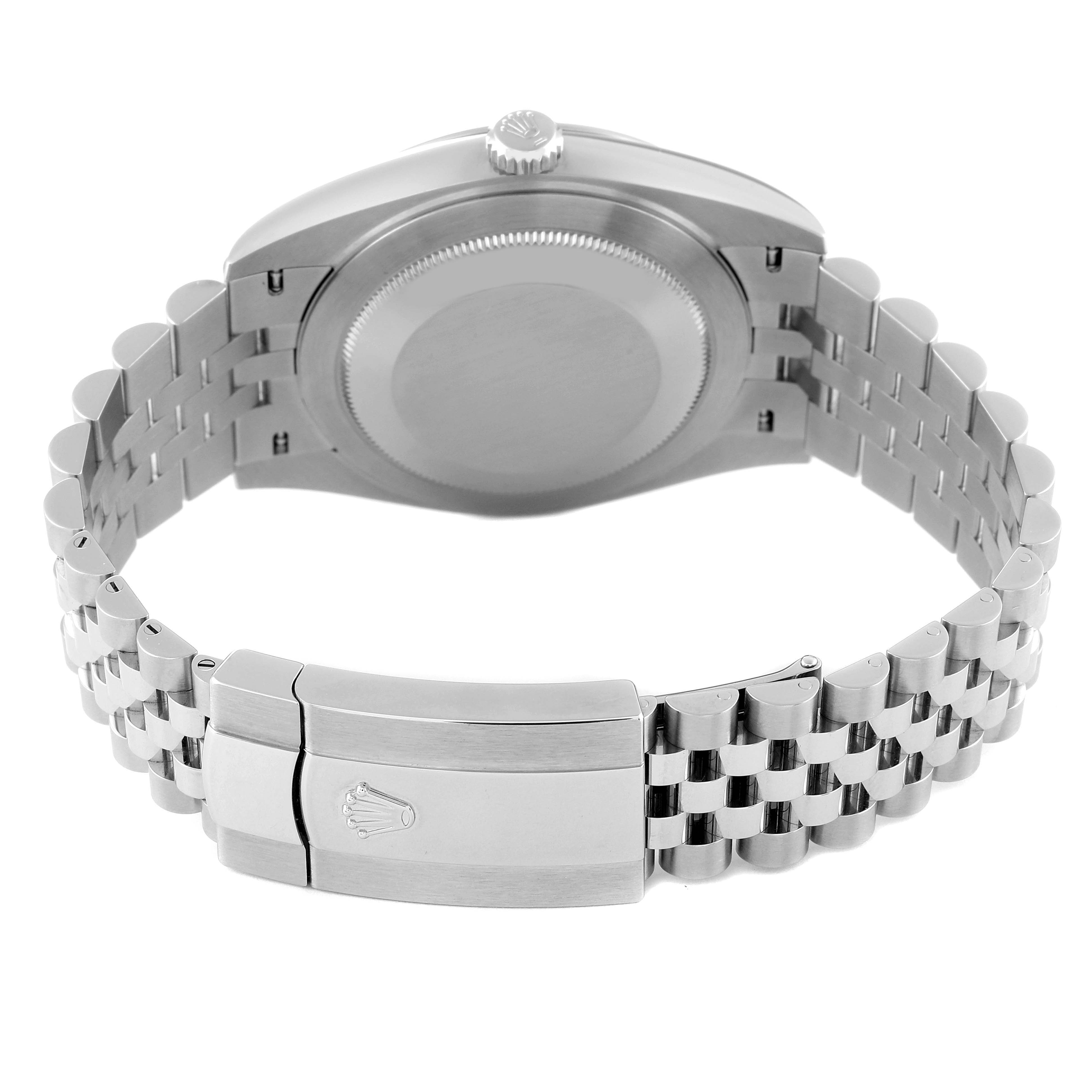 This image shows the back and bracelet of a Rolex Datejust 41 126300 Men's Stainless Steel Blue Dial 126300 Men's Stainless Steel Blue Dial watch, including the clasp and caseback.