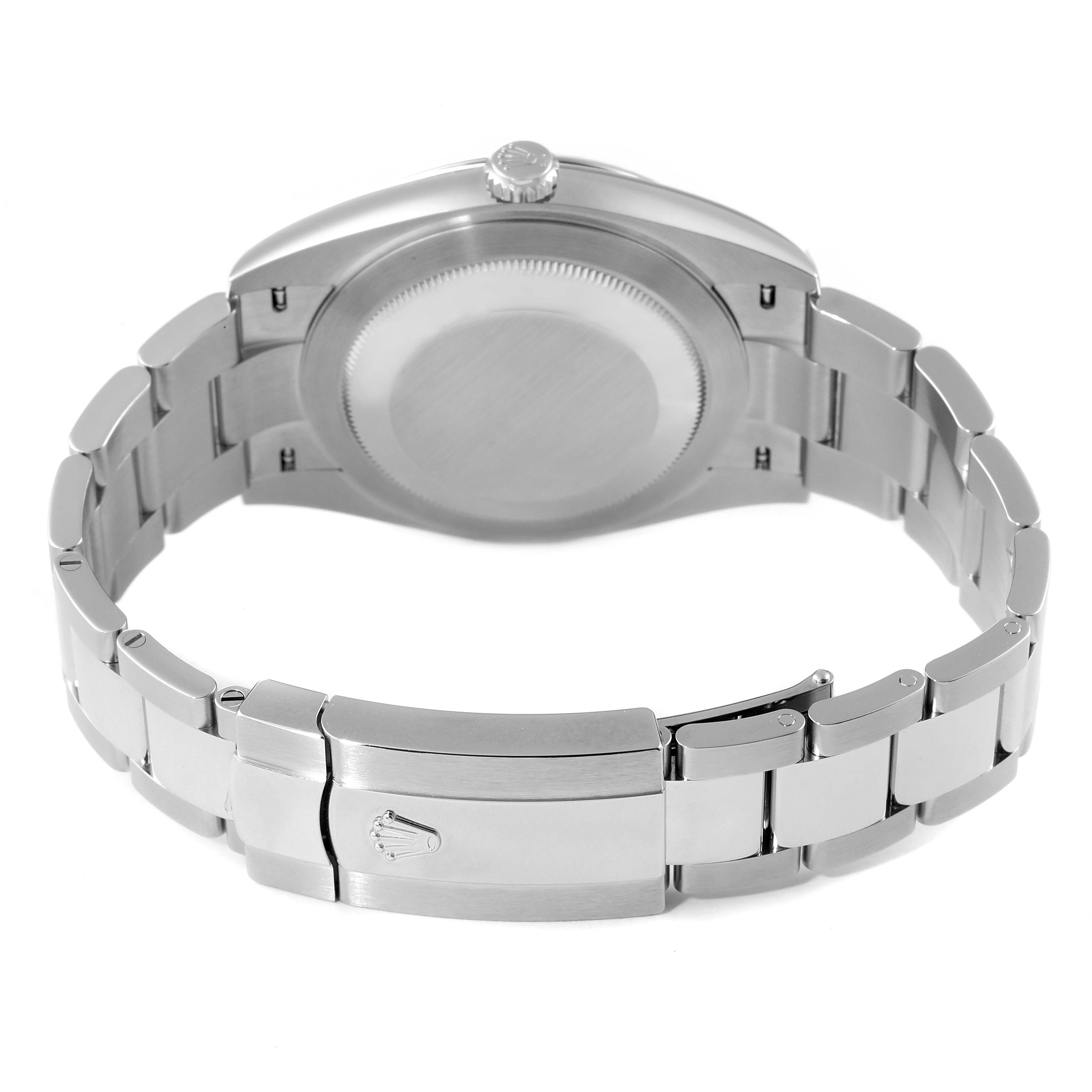 This image shows the back view of the Rolex Datejust 41 126334 Men
s Stainless Steel Blue Dial 126334 Men
s Stainless Steel Blue Dial watch, including the case back, bracelet, and clasp.