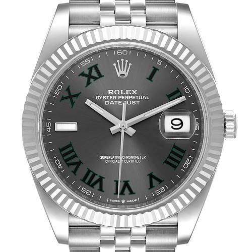 Photo of Rolex Datejust 41 Steel White Gold Wimbledon Dial Mens Watch 126334 Unworn