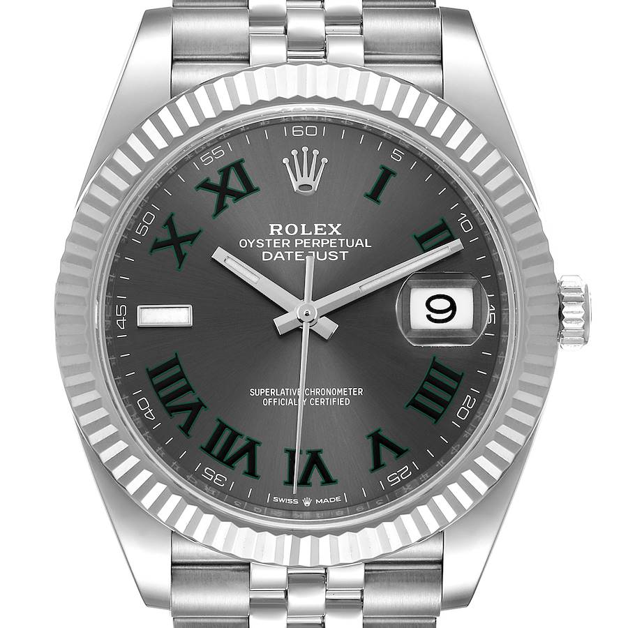 Rolex Datejust 41 Steel White Gold Wimbledon Dial Mens Watch 126334 Unworn SwissWatchExpo