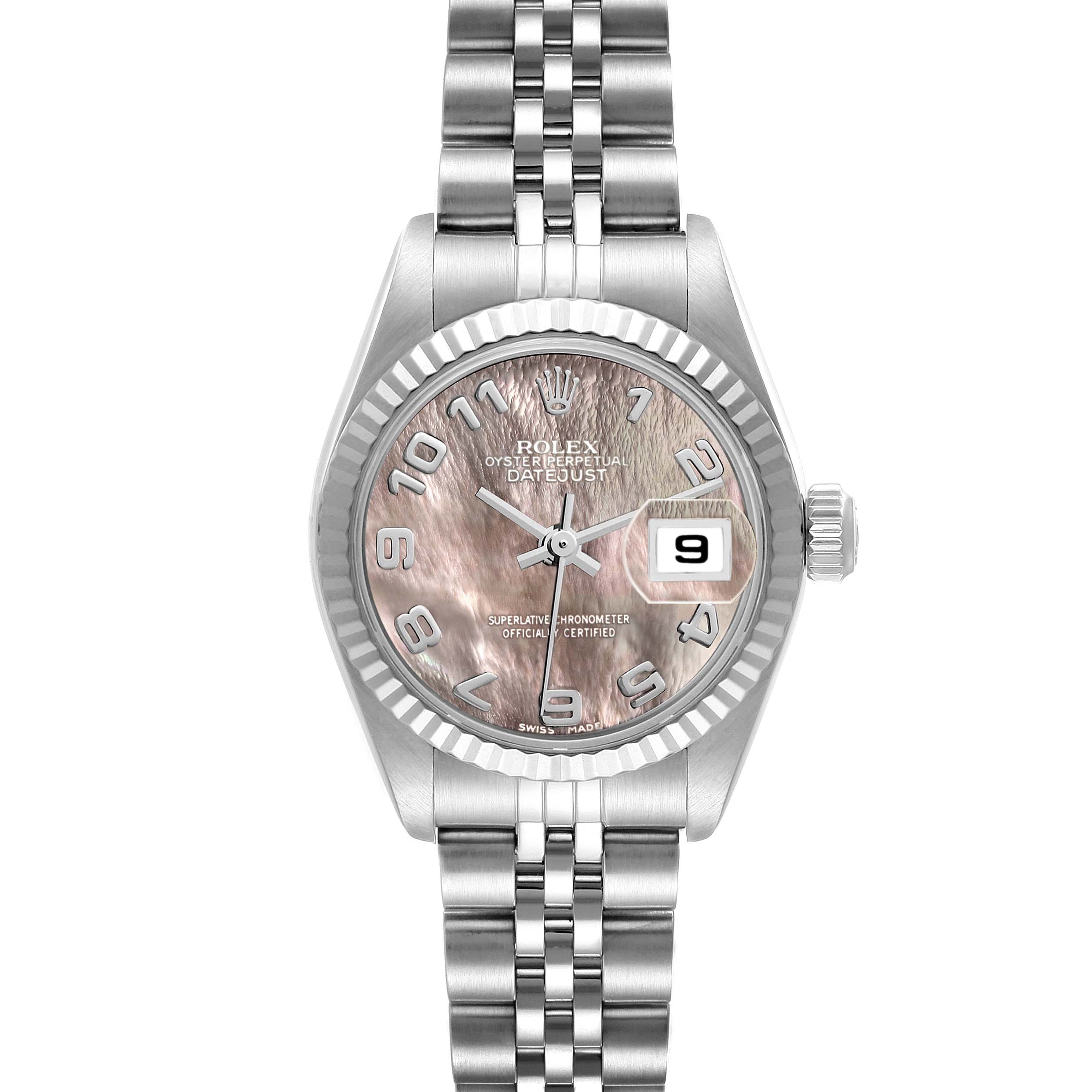 Rolex Datejust MOP Dial White Gold Steel Ladies Watch 79174 Box Papers ...