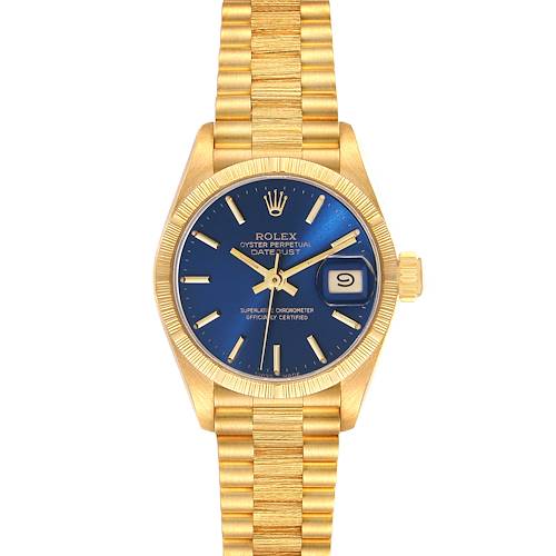 Photo of Rolex Datejust President Yellow Gold Bark Finish Ladies Watch 69278 Box Papers