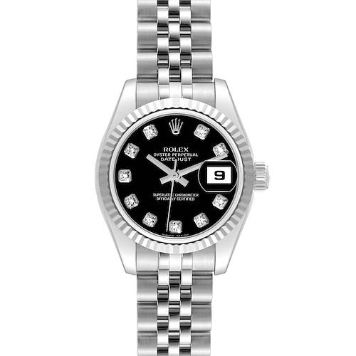 Photo of Rolex Datejust Steel White Gold Black Diamond Dial Ladies Watch 179174