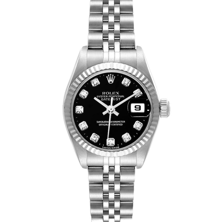 Rolex Datejust Steel White Gold Black Diamond Dial Ladies Watch 79174 SwissWatchExpo