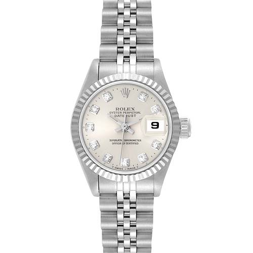 Photo of Rolex Datejust Steel White Gold Silver Diamond Dial Ladies Watch 69174