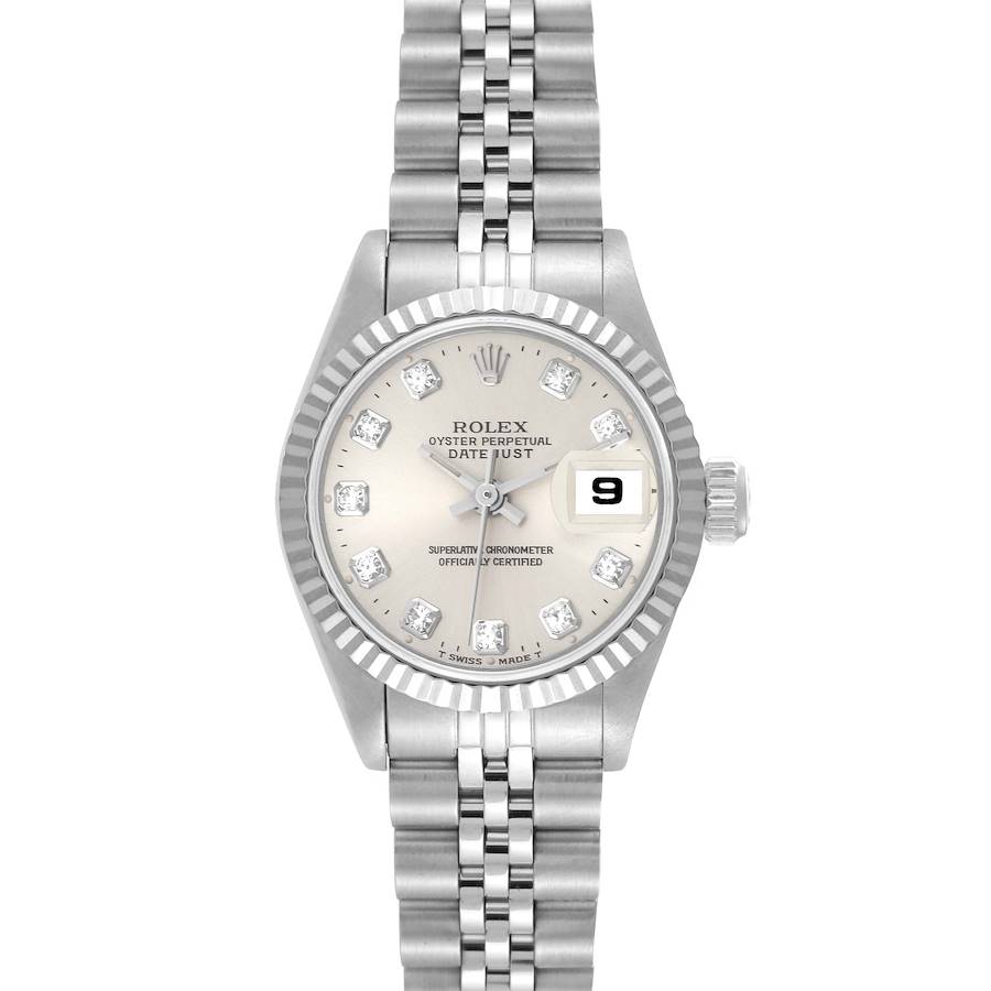 Rolex Datejust Steel White Gold Silver Diamond Dial Ladies Watch 69174 SwissWatchExpo