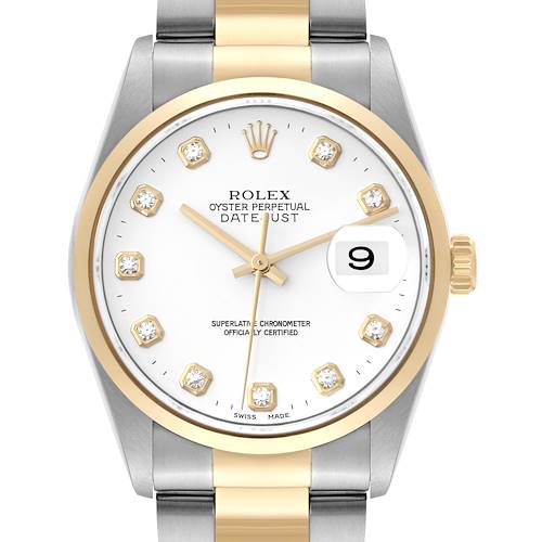 Photo of Rolex Datejust Steel Yellow Gold White Dial Mens Watch 16203