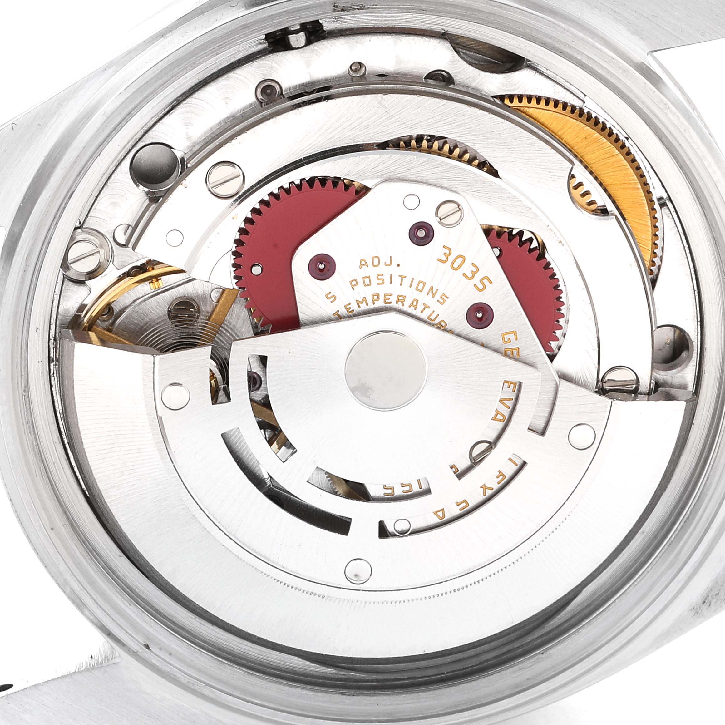 The image shows the movement and inner mechanism of the Rolex Vintage Collection 16014 Men
s Stainless Steel Silver Dial 16014 Men
s Stainless Steel Silver Dial model watch.