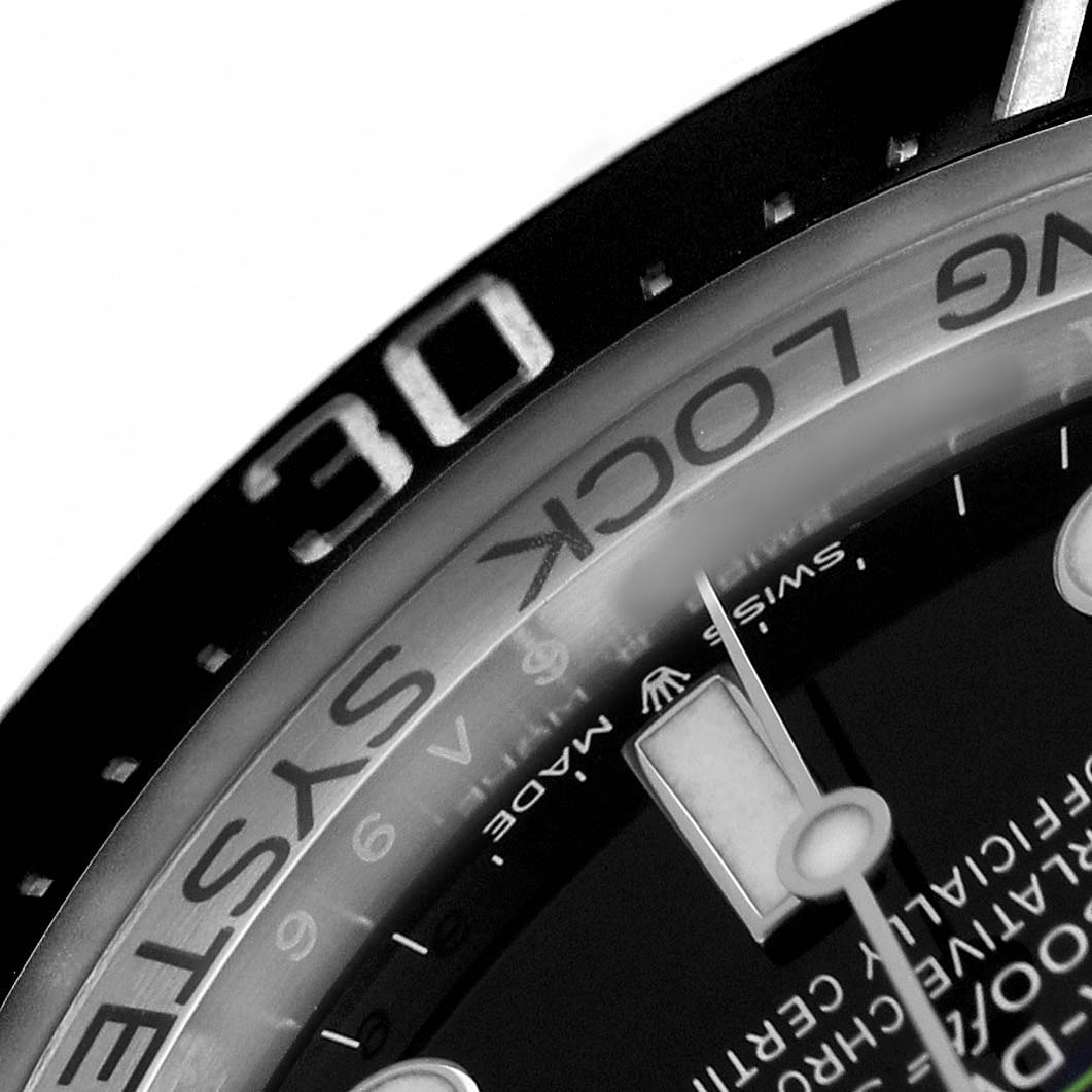 The image shows a close-up of the bezel and partial dial of the Rolex Sea-Dweller 136660 Men's Stainless Steel Blue Dial, highlighting the "30" marker and the "RING LOCK SYSTEM" text.