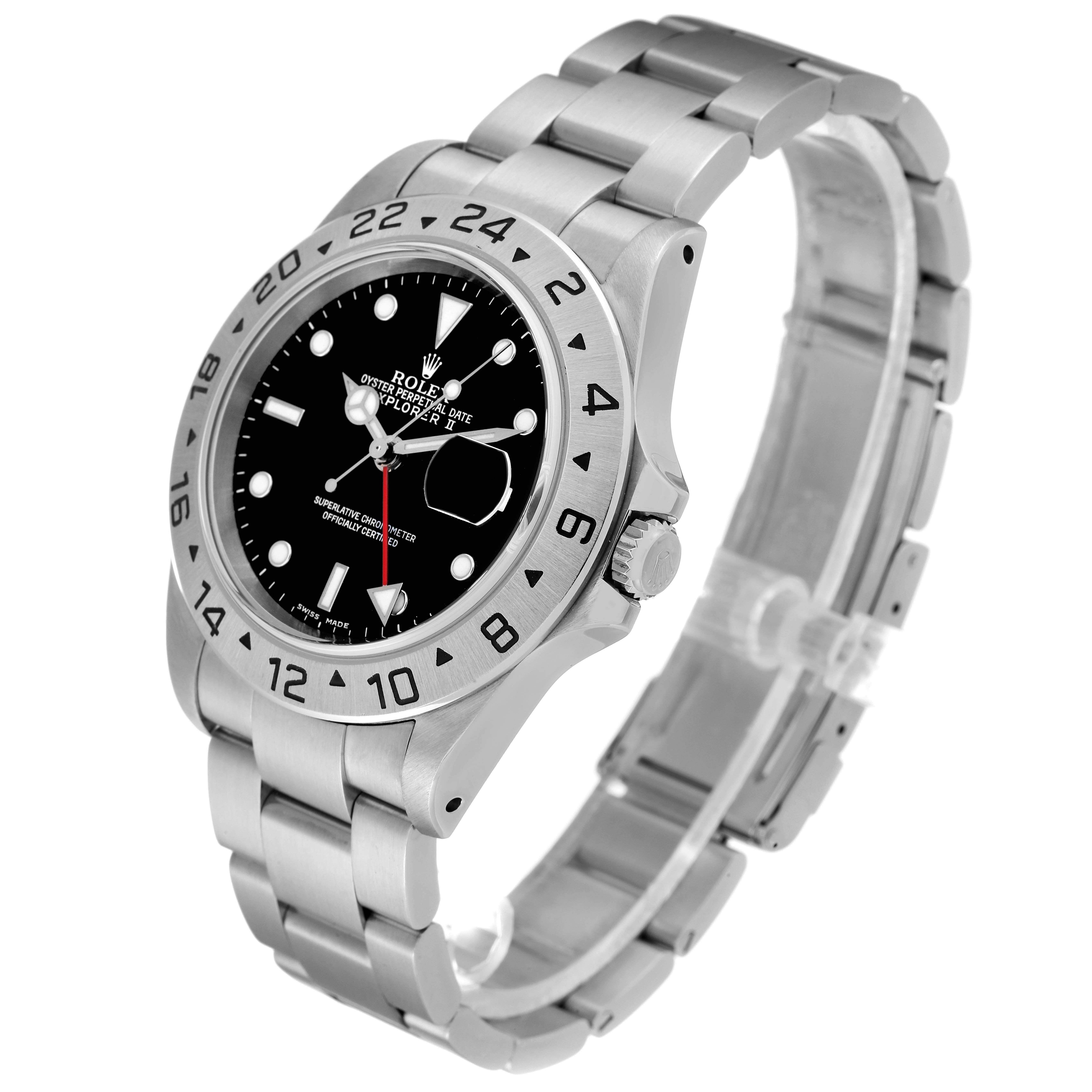 This image shows a Rolex Explorer 16570 Men's Stainless Steel Black Dial 16570 Men's Stainless Steel Black Dial watch from a three-quarter angle, highlighting the dial, bezel, crown, and bracelet.