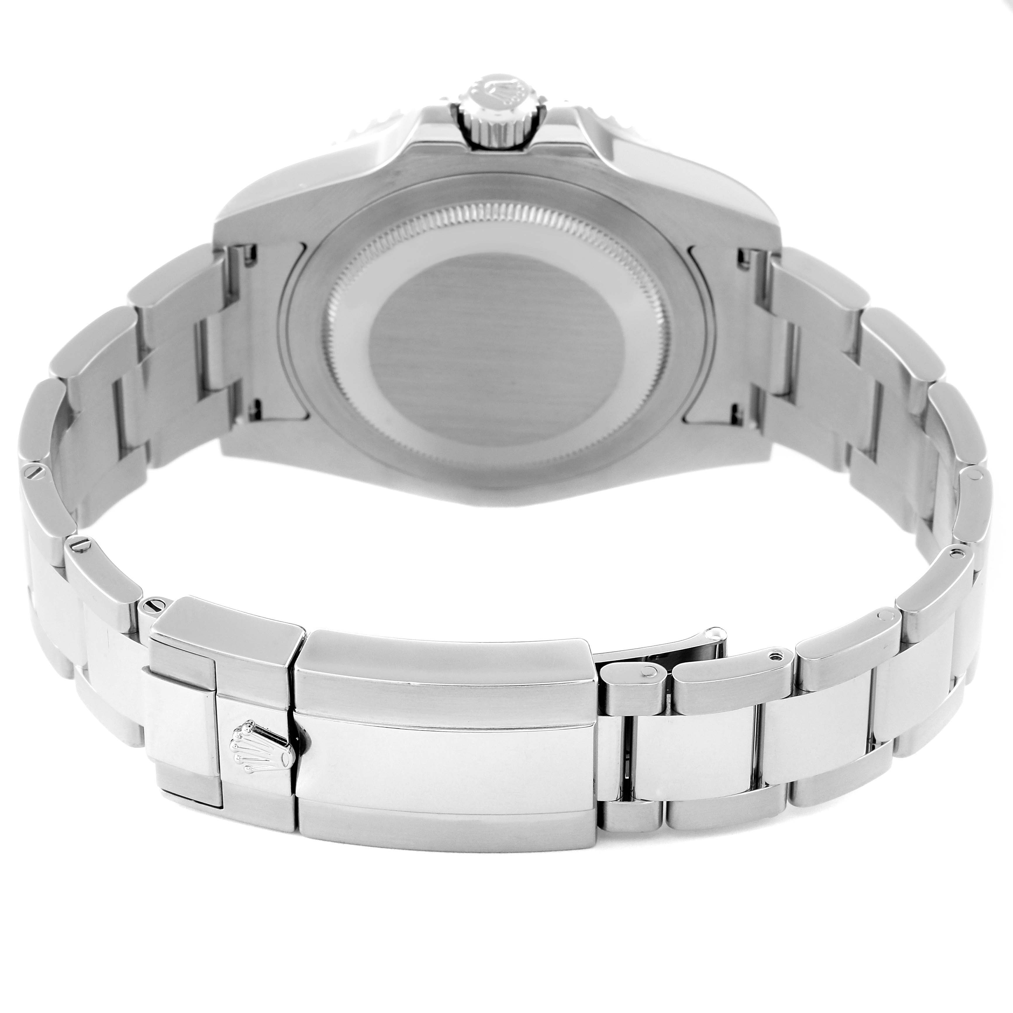 The image shows the back and bracelet of a Rolex GMT-Master 116710 Men
s Stainless Steel Black Dial 116710 Men
s Stainless Steel Black Dial watch, highlighting the clasp and case back.