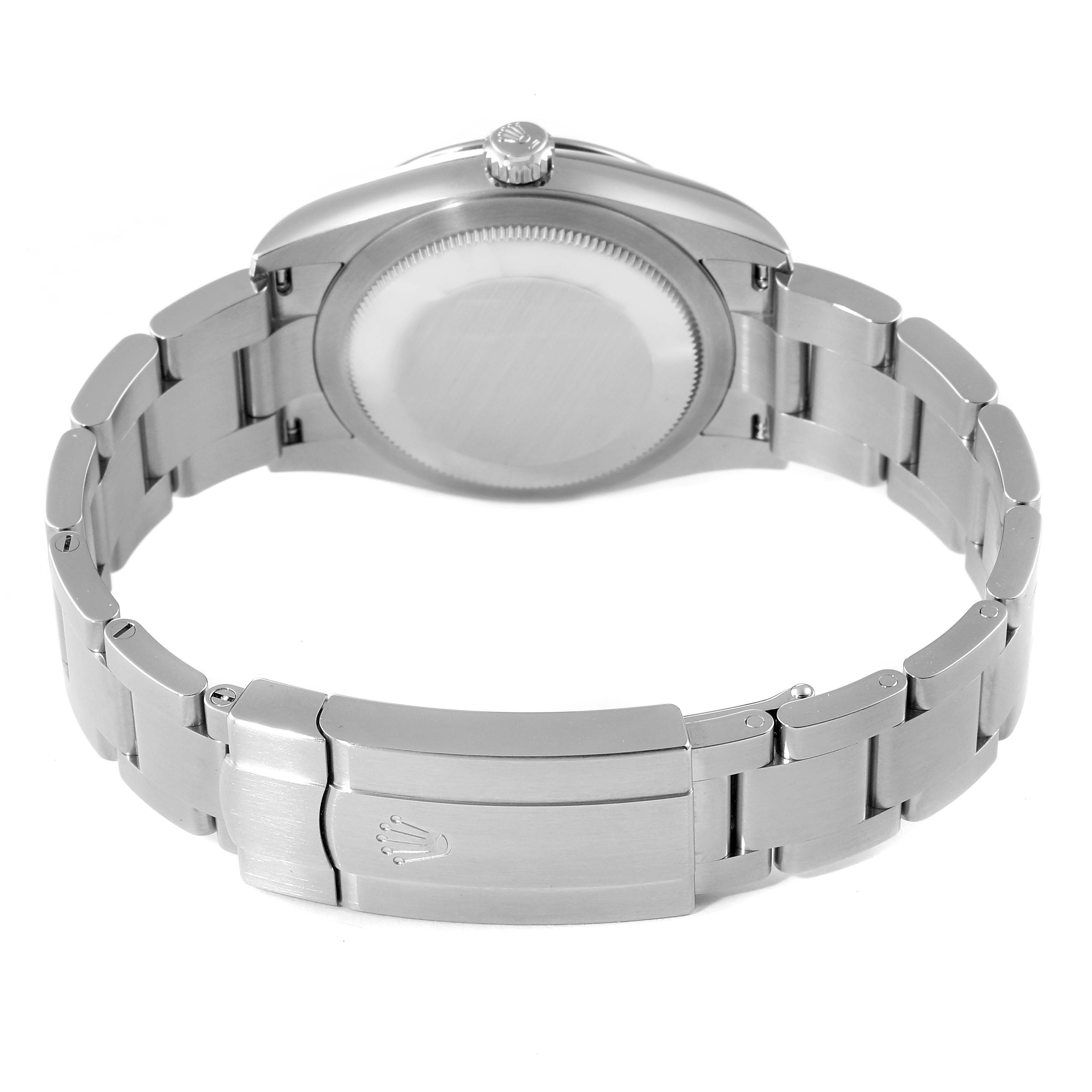 This image shows the back case and bracelet of the Rolex Oyster Perpetual 124200 Men's Stainless Steel Silver Dial 124200 Men's Stainless Steel Silver Dial watch.