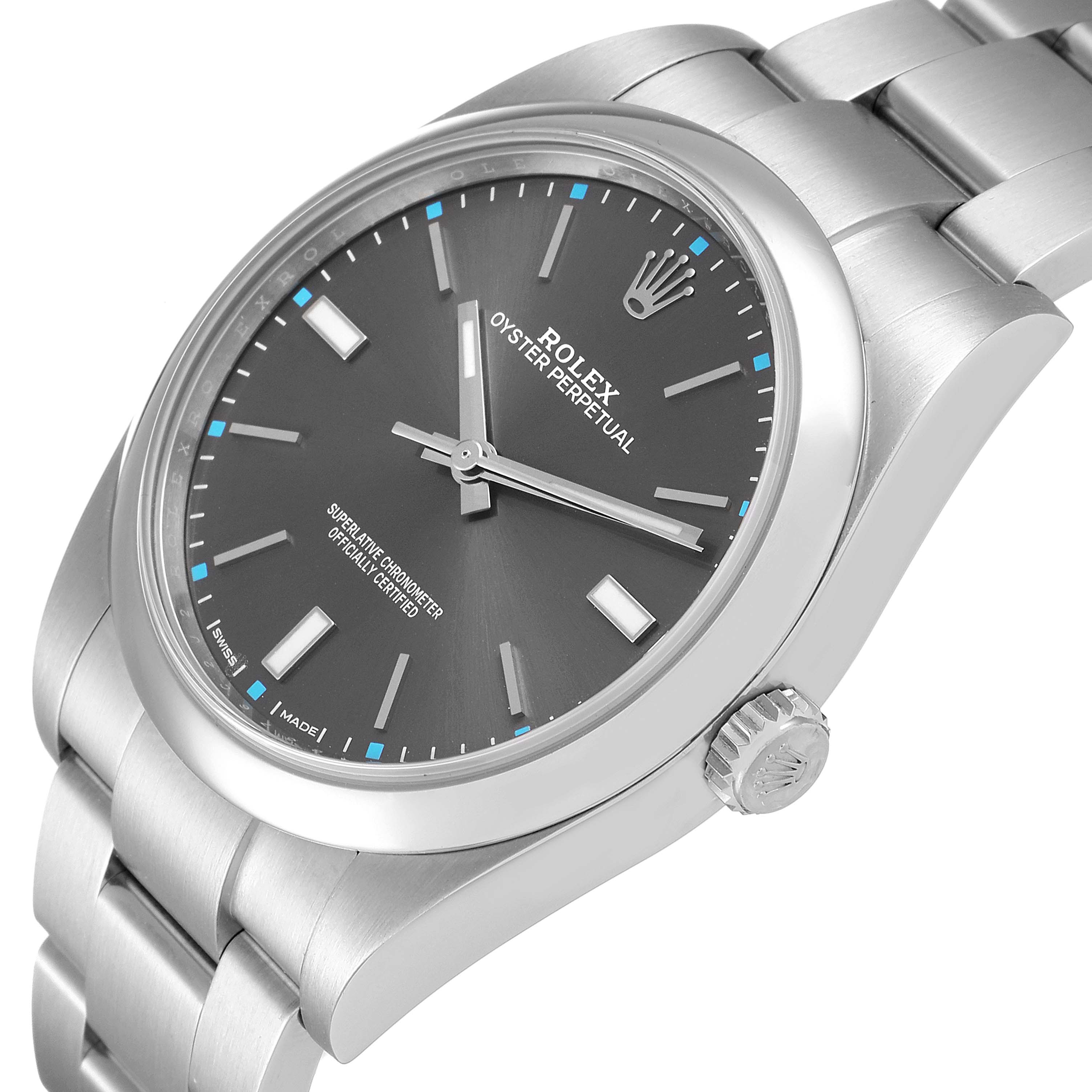 Rolex Oyster Perpetual 39 Rhodium Dial Steel Mens Watch 114300