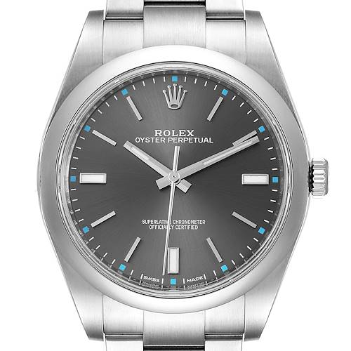 Photo of Rolex Oyster Perpetual 39 Rhodium Dial Steel Mens Watch 114300