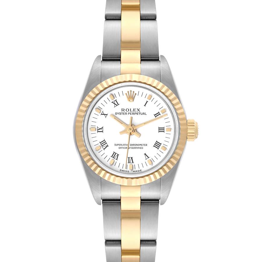 Rolex Oyster Perpetual Steel Yellow Gold White Dial Ladies Watch 76193 SwissWatchExpo