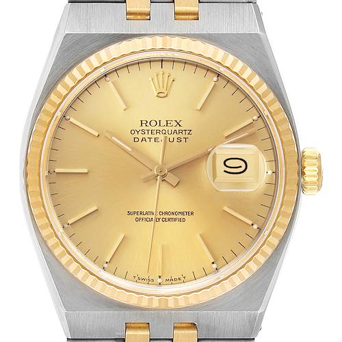 Photo of Rolex Oysterquartz Datejust Steel Yellow Gold Mens Watch 17013