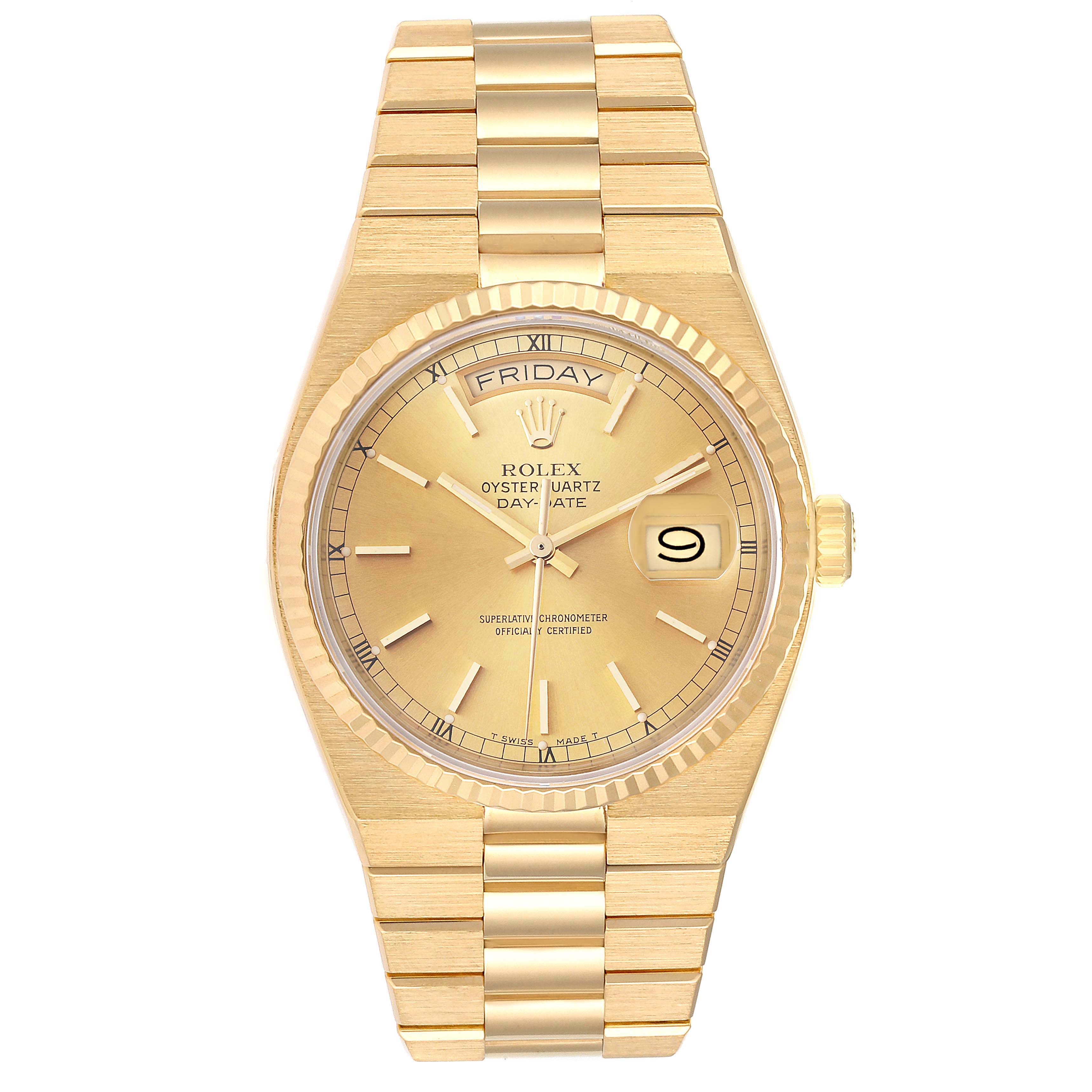 Rolex Oysterquartz President Day-Date Yellow Gold Mens Watch 19018 ...