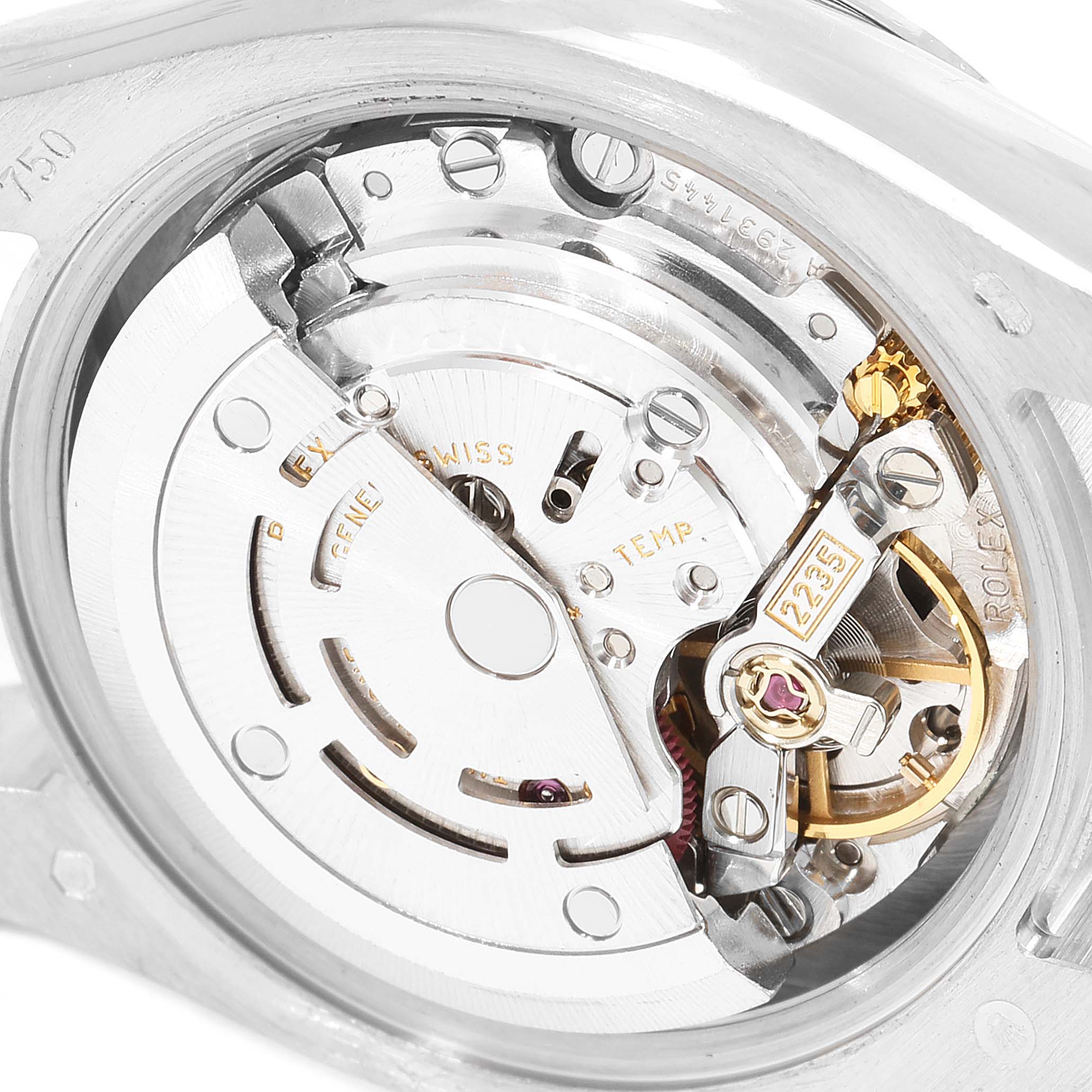 This image shows the movement mechanism of a Rolex President 179159 Women's White Gold Silver Dial 179159 Women's White Gold Silver Dial model watch from a close-up, angled towards the back.