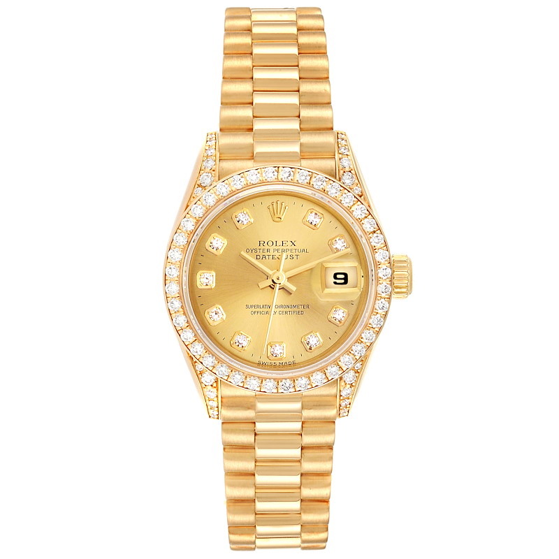 Rolex President Datejust 26mm Yellow Gold Diamond Ladies Watch 69238 ...