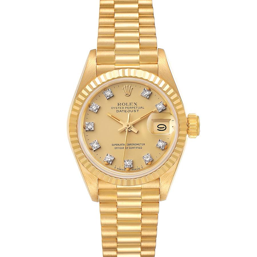 Rolex President Datejust Yellow Gold Diamond Dial Ladies Watch 69178 SwissWatchExpo
