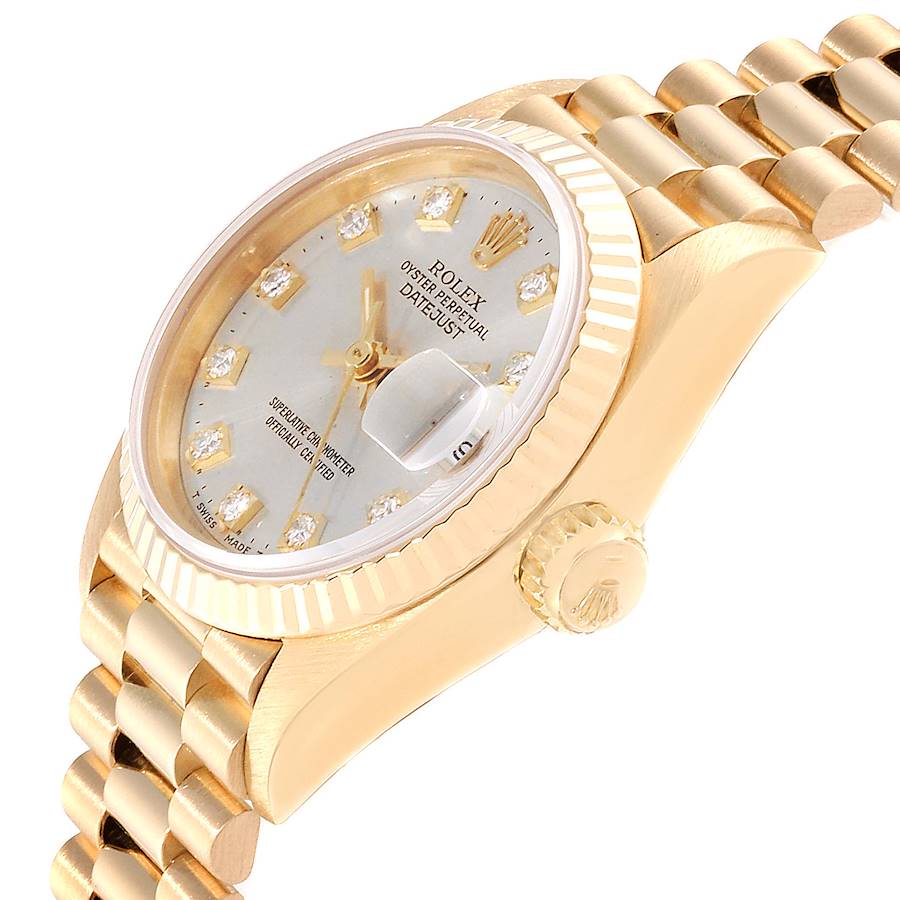 Rolex Lady-Datejust, President Bracelet, Blue Diamond Dial, Diamond & Ruby  Bezel, Yellow Gold, 69178