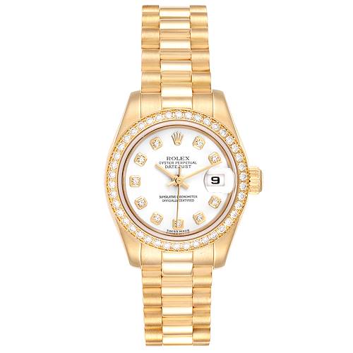 Photo of Rolex President Ladies Yellow Gold Diamond Watch 179138 Box Papers