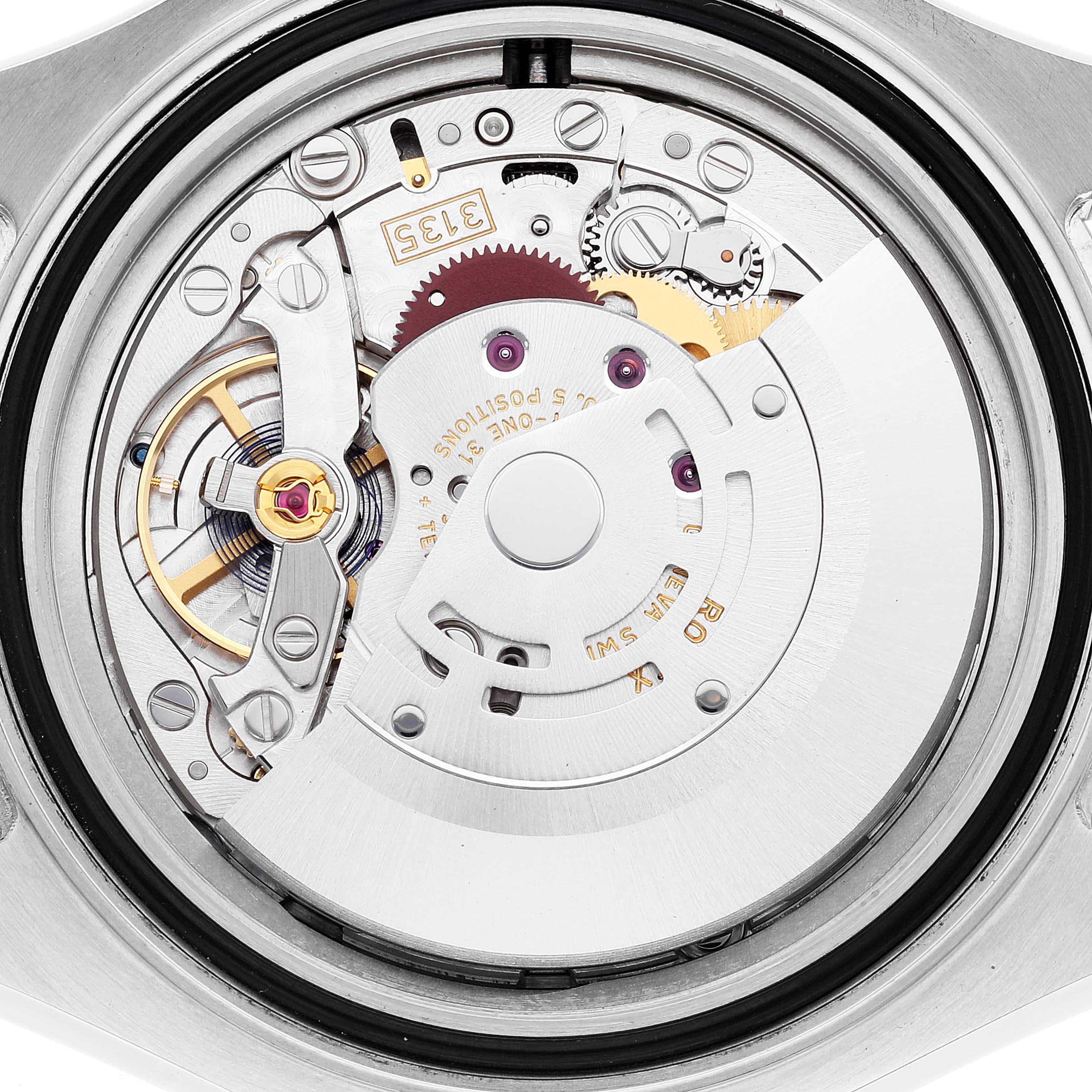 This image shows the internal mechanism of the Rolex Yacht-Master 116622 Men's Stainless Steel Blue Dial 116622 Men's Stainless Steel Blue Dial watch from a back or underside angle.