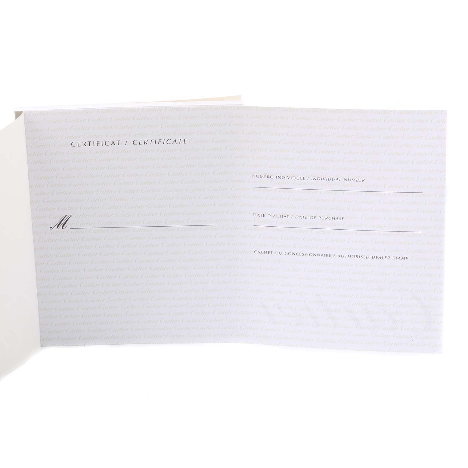 This image displays a blank certificate of Best Quality
ity for the Cartier Pasha W31037H3 Men
s Stainless Steel Silver Dial W31037H3 Men
s Stainless Steel Silver Dial model watch.