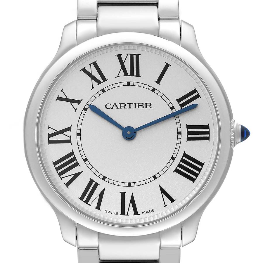 Cartier Ronde Must Steel Silver Roman Dial Quartz Mens Watch WSRN0034 SwissWatchExpo