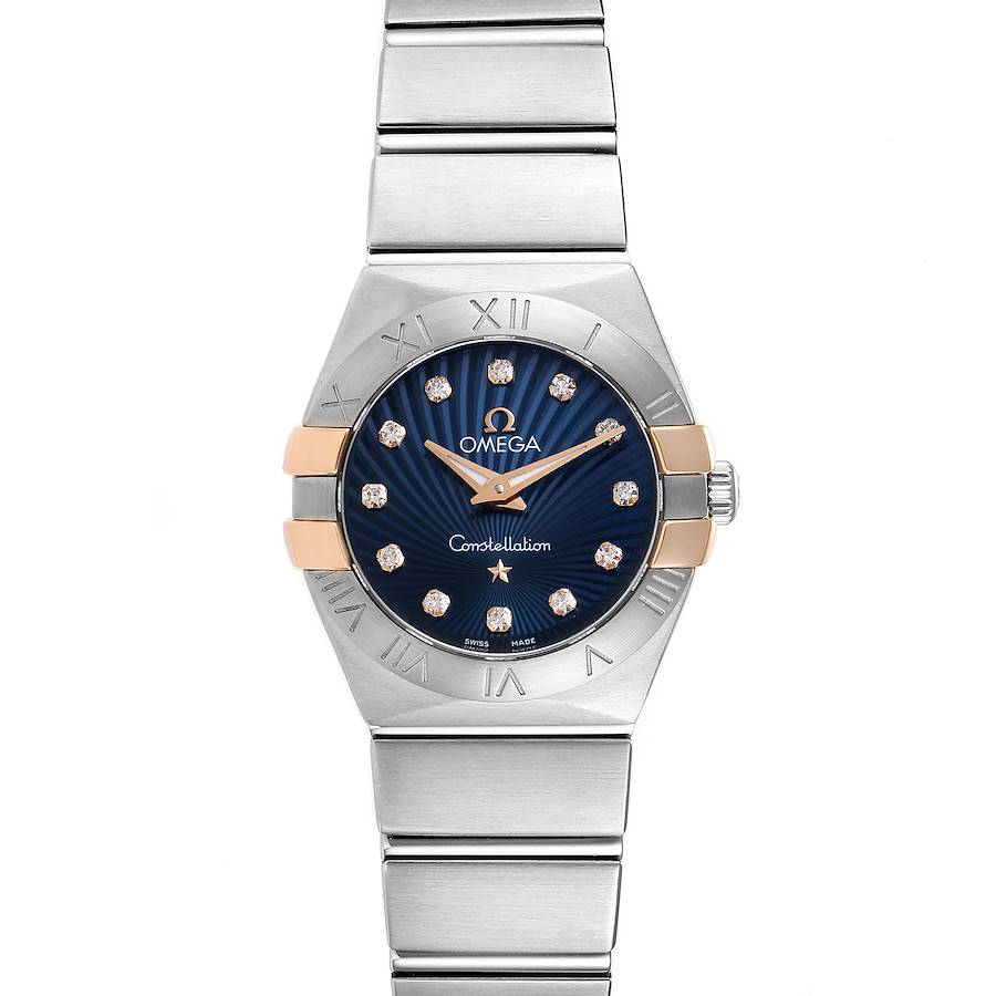 Omega Constellation Steel Blue Diamond Dial Watch 123.20.24.60.53.002 Box Card SwissWatchExpo