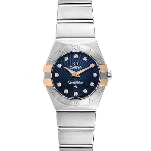 Photo of Omega Constellation Steel Blue Diamond Dial Watch 123.20.24.60.53.002 Box Card
