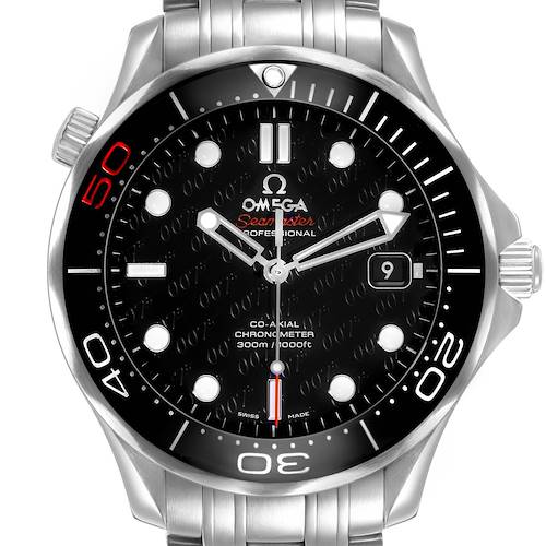 The Omega Seamaster 212.30.41.20.01.005 Men's Stainless Steel Beige Dial watch is shown from the front, displaying its dial, bezel, hands, and date window.