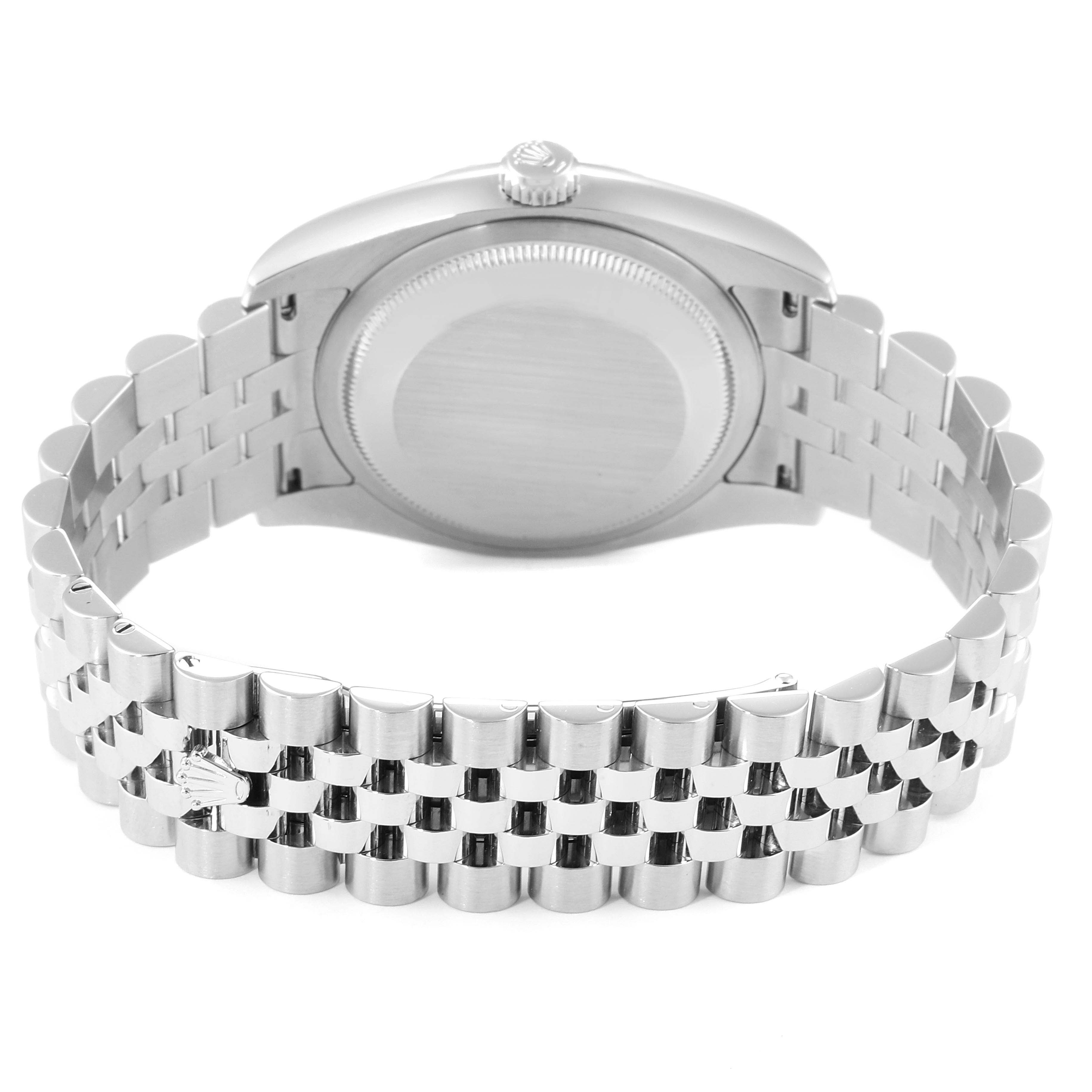 The image shows the back case and bracelet of a Rolex Datejust 116234 Men's Stainless Steel Silver Dial 116234 Men's Stainless Steel Silver Dial watch from a rear angle.