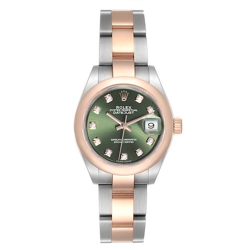 Photo of Rolex Datejust Steel Rose Gold Olive Green Diamond Ladies Watch 279161