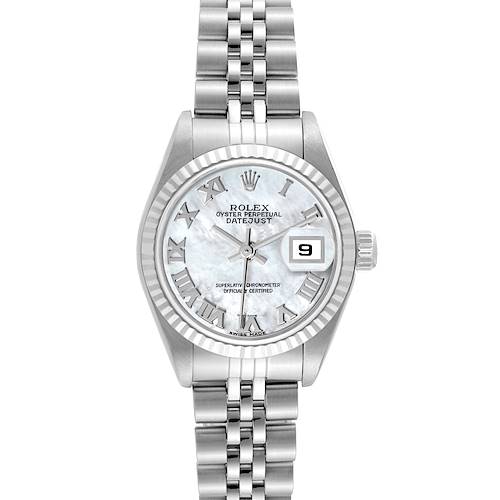 Photo of Rolex Datejust Steel White Gold Mother of Pearl Roman Dial Ladies Watch 79174