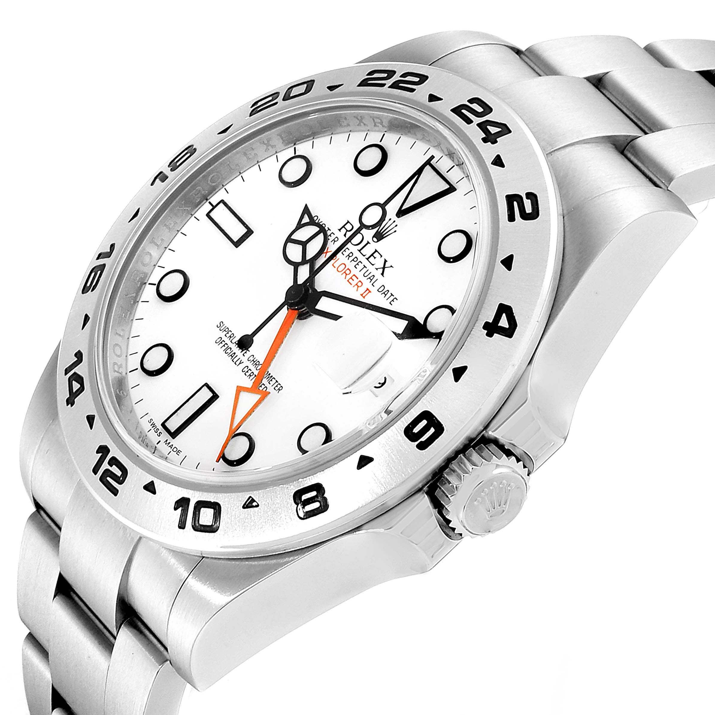 The image shows a side profile view of a Rolex Explorer 216570 Men's Stainless Steel White Dial 216570 Men's Stainless Steel White Dial watch, highlighting its bezel, dial, crown, and bracelet.
