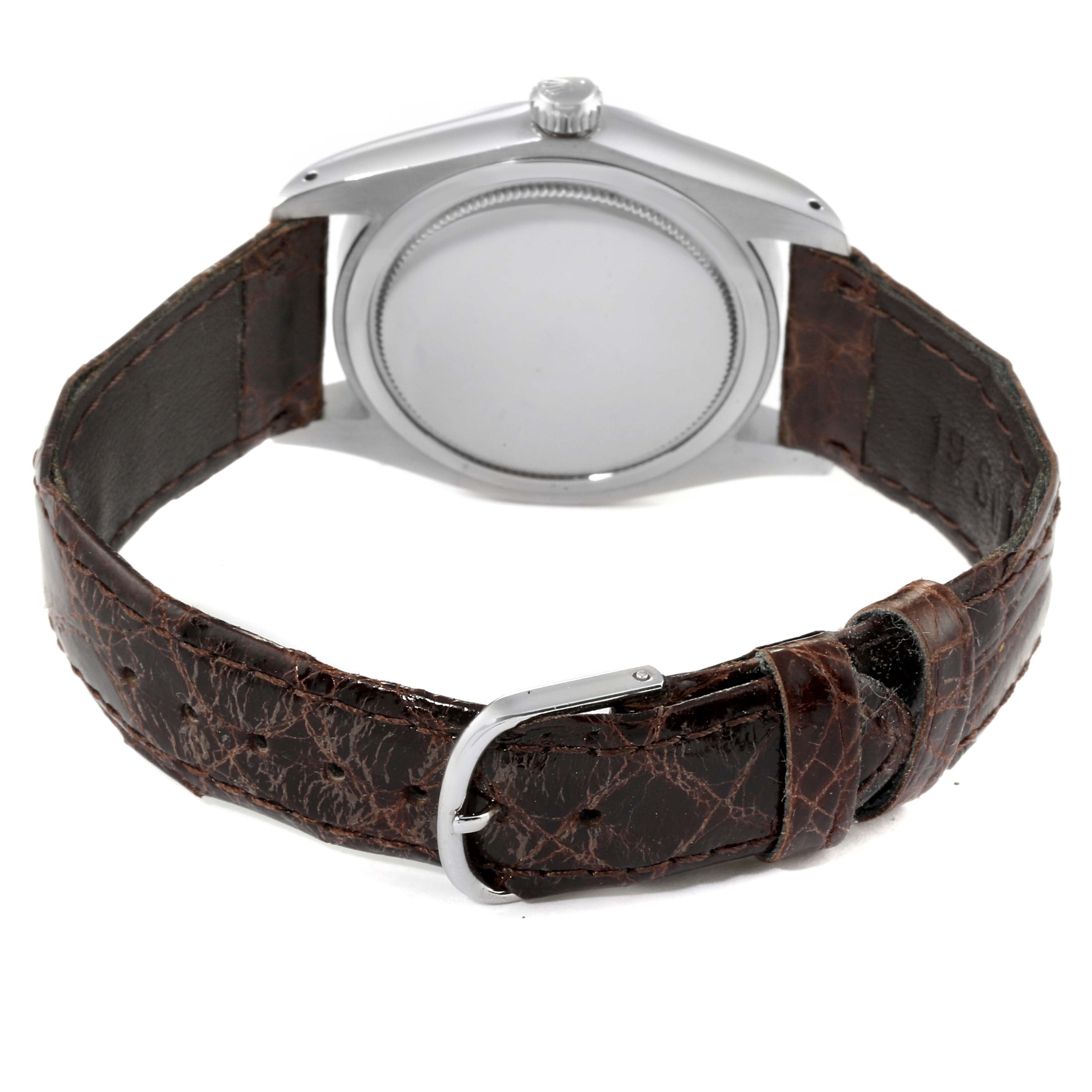 The image shows the back and strap of the Rolex Vintage Collection 6694 Men's Stainless Steel Champagne Dial 6694 Men's Stainless Steel Champagne Dial model watch at a rear angle.