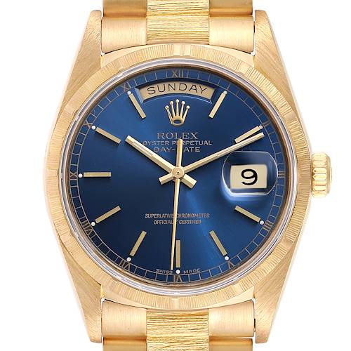Photo of Rolex President Day-Date Blue Dial 18K Yellow Gold Mens Watch 18078